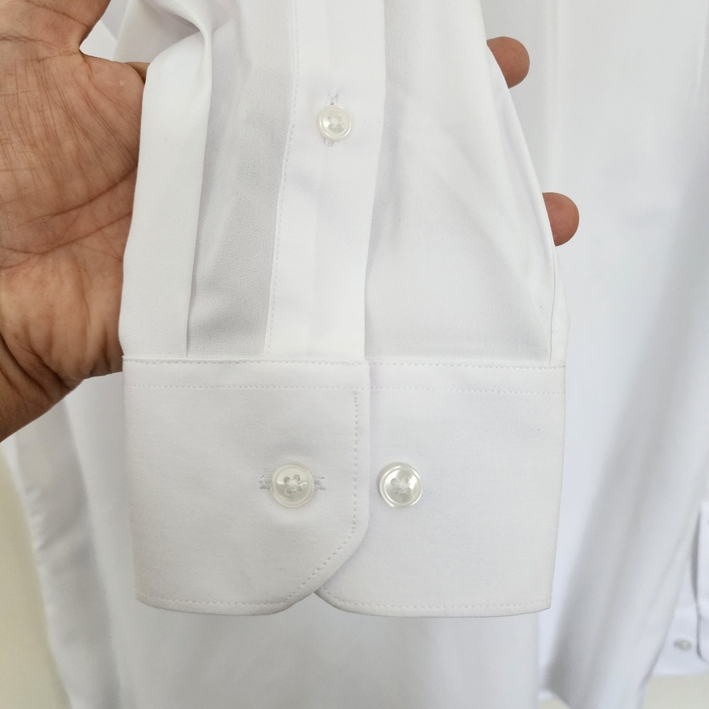 ☘️ Bill Blass Essentials Mens Slim Fit Non-Iron Traveler Shirt White L 16-16.5 - Picture 7 of 7